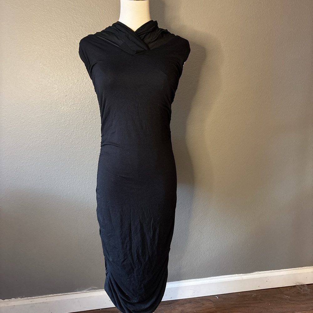 Silver Dagger Goth Whimsigoth Black Ruched Hooded Midi Dress NWT Size M - Picture 5 of 7